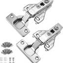 Kimdot Soft Close Cabinet Hinges for Face Frame Cabinet Full Overlay Cabinet Door Hinges 105 Degree Adjustable Concealed Kitchen Cabinet Hinges Brushed Satin Nickel with Mounting Screws 2PCS