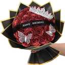 Waipfaru Glitter Roses Bouquet, Birthday Gifts for Women Mom, DIY Fake Flowers Bouquet with Birthday Stand-Up Signs, 36 Red Rose for Grandma Wife Friends