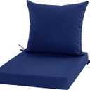 24x24 Inch Outdoor Cushions for Patio Furniture, Waterproof Outdoor Chair Cushions w/Fade-Resistant, Removable & Machine-Washable Cover, Deep Seat Sofa/Couch Pad Replacement – Set of 1/2/4, Navy Blue