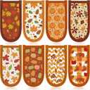 Patelai 8 Pieces Fall Cast Iron Skillet Handle Covers Pan Handle Holder Sleeve Heat Resistant Non Slip Skillet Pot Holders Mitt for Fall Thanksgiving Kitchen Cooking BBQ Baking Cookware, 8 Styles