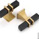 Haliwu 10 Pack Cabinet Knobs, Black&Gold Kitchen Dresser Drawer Handles, T-bar Hardware