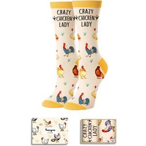 Crazy Lady Socks - Animal Lover Gifts, Silly Crazy Socks for Women Teen Girls