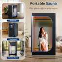 SereneLife Portable Sauna Box for Home, Steam Sauna Tent with Extra Large 4L Steamer - Includes Folding Sauna Chair, Remote Control w/ 9 Heat Levels for in-Home Spa - 2.9' x 2.9' x 5.9'