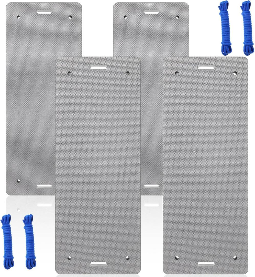 4 Pcs EVA Boat Fender 3 Layer EVA Foam Boat Bumpers Fenders with Ropes Flat Fender Prevent Vessel Scratches for Pontoon Boat Bass Boat and Jon Boat, 19.7"x 7.9"x 2.4"(Gray)
