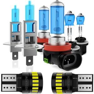 Headlight Bulbs Fit for 2011-2013 Kia Sorento,H1 H11 High Low Beam Light Bulbs 881 fog light License Plate Lights Combo,Halogen Headlight,300% Brightness,Plug and Play,6000K White,8 Pcs