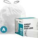 Plasticplace Trash Bags, Code A Fit Compatible (200 Count) Garbage Bags Liner, White Drawstring Garbage Liners, 1.2-2 Gallon 4.5 Liter, Tear-Resistant, Scent-Free for Food Waste & Small Spaces