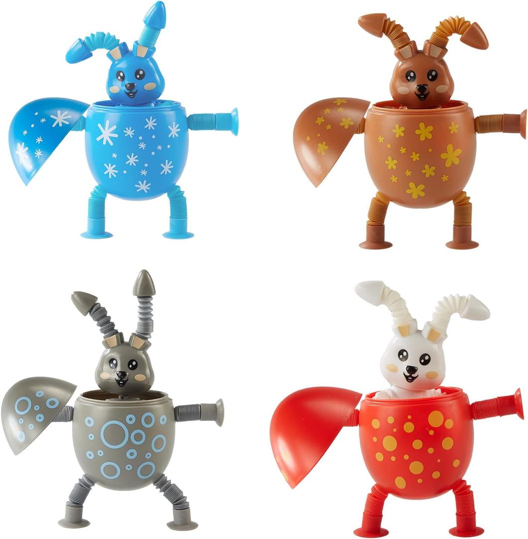 2 x Telescopic Suction Cup Easter Bunny Pop Tube Toy  Easter Egg Fillers Basket Stuffers Essentials Sensory Fidget Gifts Party Favors4pcs