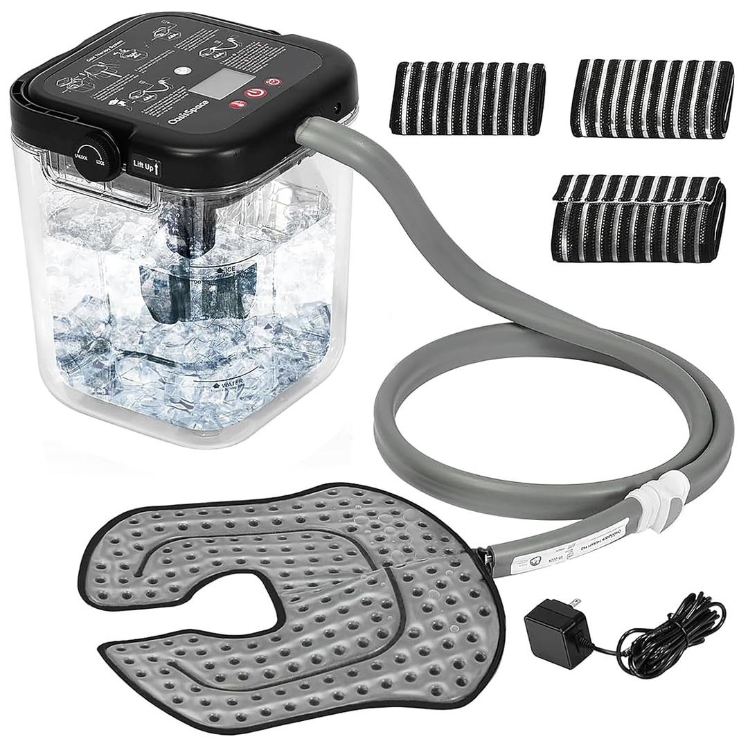 OasisSpace Cold Therapy Machine with 1 Flexible Pads and Timer, Lightweight Therapy Ice Machine After Knee Surgery with Connector,Ideal for Knee, Shoulder, Ankle, Cervical, Back (FSA or HSA Eligible)