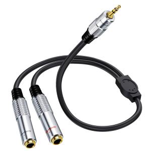 HTGuoji 3.5mm to 6.35mm Y Splitter Cable, 50cm 3.5mm Male to Dual 6.35mm Female Audio Adapter