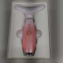 7 Color Galvanic Machines - Red Light Therapy for Face and Neck, Face Massager Tool for Wrinkles, Double Chin, Vibrating Facial Massager with Thermals, Pink