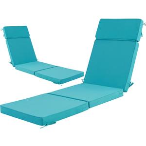 80 x 26 Inch Outdoor Chaise Lounge Cushions Set of 2 - Removable Cover, 4-Section Design, Water-Repellent & Fade-Resistant, 6 Tie Straps, Replacement for Patio & Pool Chairs - Teal, 80''x26'' | 2 Pack