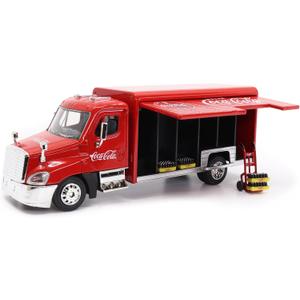 Coca-Cola 1/50 Beverage Delivery Truck With 2 Sliding doors, handcart and 2 bottle cases