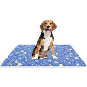 Bubble bear Dog Crate Mat - Ultra Soft, Washable & Anti-Slip Kennel Pad for Small/Medium/Large Dogs, Dark-Hued to Hide Stains (36"x23") (Blue)