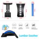 Lumbar Support Board & Back Stretcher - 4-Level Adjustable Cracker for Lower Back Pain Relief, Home Office Use (Blue) (Black)