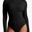 IUGA Long Sleeve Bodysuits for Women Crew Neck Body suit Women's Slimming Basic Tummy Control Bodysuit Tops (Black, Small)