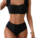 SOLY HUX Bikini Sets for Women Ruffle High Waisted Bathing Suit Summer Two Piece Swimsuit S