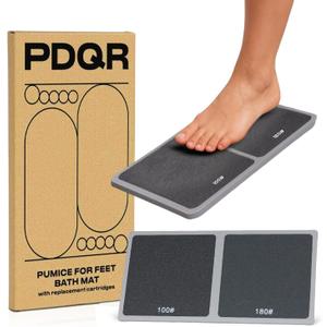 Premium Pumice Mat for Feet with 100 & 180 Grit Stones, Callus Remover and Exfoliator for Smooth Heels and Toes, Gentle Durable Foot Care Tool for At-Home Pedicure and Spa Softness (Grey)