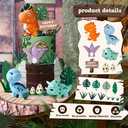 17PCS Dinosaur Cake Topper, Dinosaur Eggs Leaves Grasses Cake Decorations with Happy Birthday Sign Cake Toppers for Birthday Party Decorations, Safari Animal Themed Party