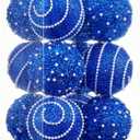 Royal Blue Christmas Ball Ornaments, Christmas Ball Decorations Shatterproof Plastic Hanging Pearl Balls for Holiday Party(70mm/2.76", 12ct)