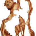 Ebros Gift Large Nature Rustic Faux Wood Carving Wildlife Woodlands Scene Howling Wolf Bust with Wolf Pack Family On Rocky Landscape Figurine Artistic 3D Cutout Animal Spirit Wolves