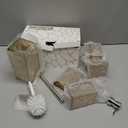 Clear Acrylic Bathroom Accessories Set - Rust-Free, Transparent Design - Includes Soap Dispenser, Toothbrush Holder, Cup, Soap Dish, and Toilet Brush 5-Piece (Brown)