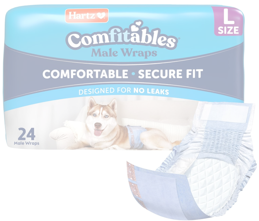 Hartz Comfitables Disposable Male Dog Wraps with Stretchy Waistband, Large 24 Count