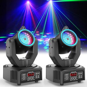 2-Pack Mini Moving Head Light,30W LED Stage Lighting with Remote Control  Dot Beam/Pattern/Starry Sky Effects for Weddings, DJs, Disco, Church & Bar