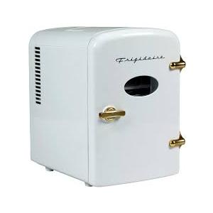 Frigidaire 6 Can/4L Capacity Mini Personal Retro Fridge Cooler Portable and Versatile, Includes AC Power Cord & 12V DC Car White