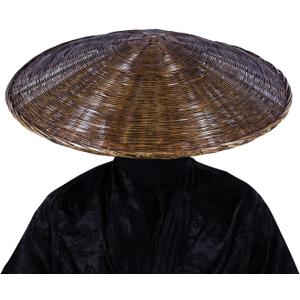 Samurai Swordsman Cosplay Bamboo Hat - Japanese Asian Hat, Dia.21 Inches Depth 4 Inches (Brown)