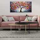 Zoyotago Large Canvas Wall Art Colorful Flower Tree Picture Gray Backgrounds Canvas Prints Ready to Hang for Bedroom Living Room Size 20x40