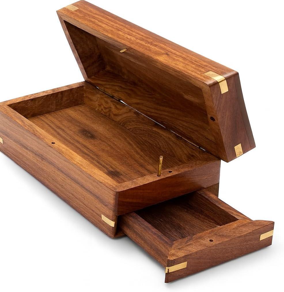 TOSQP27 Secret Enigma Brainteaser Puzzle Box Case Holder with Hidden Compartment Wooden Unique Brain Teaser Box for Gift Money Conceal Cash