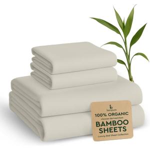 BAMPURE Luxury Series King Sheet Set - 100% Viscose derived from Bamboo Sheets King Size - Super Soft Viscose Bamboo Cooling Sheets for Hot Sleepers -Up to 16 Deep Pocket King Sheet Set (Ivory)