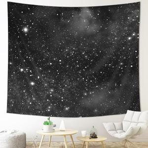 Imirell Night Sky Stars Tapestry 78Wx59H Inches Black Starry Shining Galaxy Universe Space Cosmic Fantasy Texture for Women Men Art Hanging Bedroom Living Room Dorm Wall Blankets Home Decor Fabric (78L" x 59W", A-black)