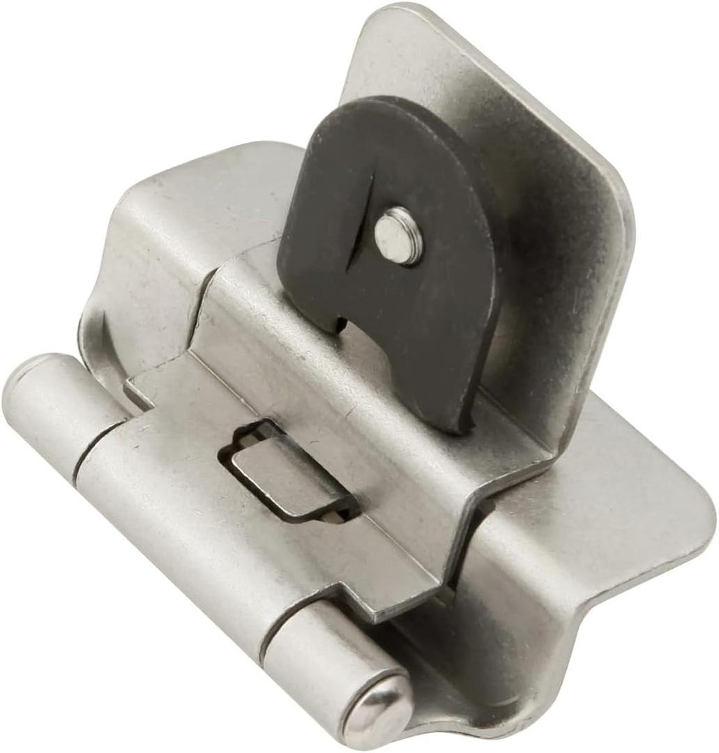 Hickory Hardware P5312-SN Double Demountable Hinge - 170 Opening Face Frame - 1/4 Inch overlay, 3/8 Inch inset Self-Closing Feature - Screwless Mounting Cabinet Satin Nickel Finish 1 Pair