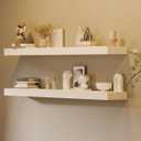 48 Inch Extra Long Floating Shelves, Set of 2 Deep Floating Shelves 12in Depth, Floating Shelves Long Heavy Duty Wood Shelves for Wall, Solid Wood White Finish, 2T48IN