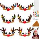 Qyeahkj 24 Sets Christmas Headbands Craft Kits Xmas Reindeer DIY Paper Crown Crafts for Kids Winter Elk Reindeer Eyes Nose and Horn Stickers Holiday Home Classroom Activities Winter Party Favors