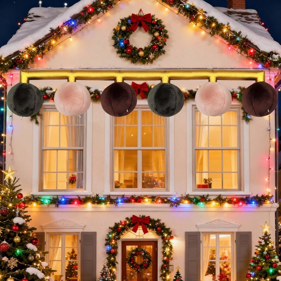 9.9FT Giant Velvet Inflatable Christmas Ball, 6-in-1 Inflatable Xmas Ball Decoration, Indoor Outdoor Holiday Thanksgiving New Year Decoration Ball,Apply to Garden Lawn Yard Decorations