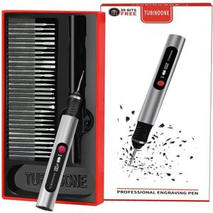 TUBINOONE Engraving Pen, Ultimate Cordless Portable Tool for Artists & DIYers - Engrave 50+ Surfaces - Beginner Friendly - Rechargeable - Free 30 Bits & Mastery Guide & Stencils (Silver)