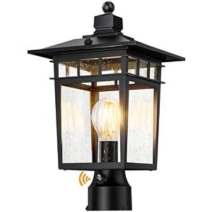 17'' Dusk to Dawn Outdoor Post Lights,Black Lamp Post Light Fixture, Waterproof Aluminum Outside Lamp Posts Light Outdoor Lighting, Pole Lantern for Yard Patio Pathway Garden Deck, E26 Base (1-Pack)