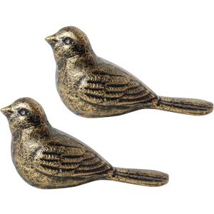 GDYOOSHOW Cast Iron Door Stop Heavy Duty Bird Door Stopper 2Pcs Gold Green Floor Decorative Statue for Home Office Bedroom Exterior Door (Gold-Green)