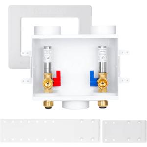 SECKWHALE Premium Washing Machine Outlet Box, with Stainless Steel Water Hammer Arrestor, 1/2" PushFit x 3/4" MHT, Laundry Washer Valve Outlet Box with Clear Text Instructions