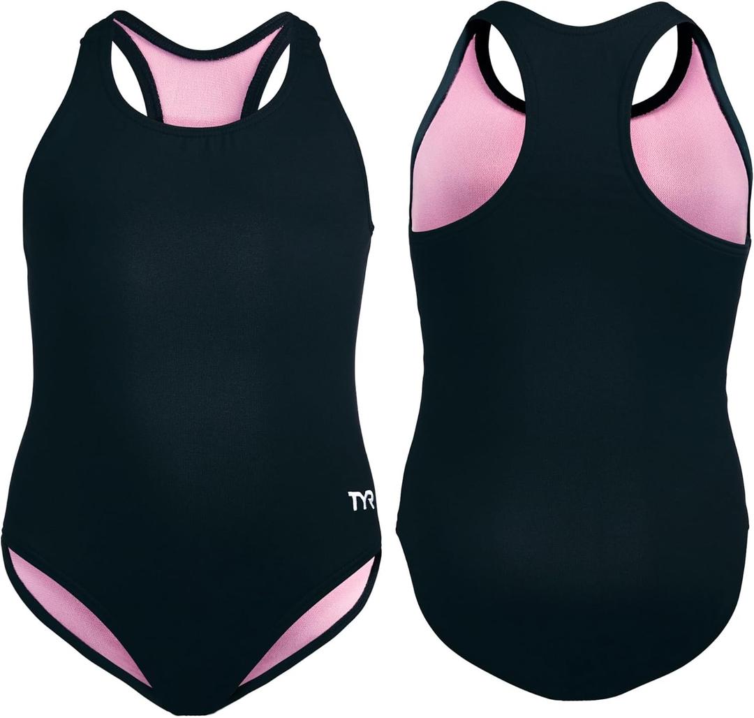 TYR Girls' Durafast Lite Ella Maxfit Swimsuit (X-Large, Navy)