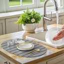 Large Stone Drying Mat for Kitchen Counter, Quick Drying Foldable Dish Drying Mat, Super Absorbent Diatomaceous Earth Drying Mat for Dishes Bottles Cups, Match Any Countertop (Grey, 22.8"x15.4") (Gray)