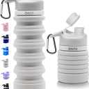 ONTA Collapsible BPA Free Silicone Water Bottle, 20oz - Portable, Leakproof, Easy Clean, Shatter Resistant, Travel Friendly (Grey)