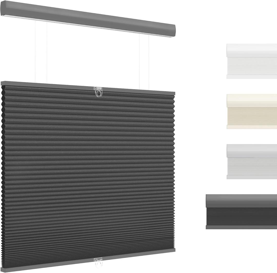 Top Down Bottom Up (TDBU) Cellular Shades Cordless Honeycomb Blinds for Indoor Windows, for Windows Size (24" W  64" H) Colour (Black - Blackout)