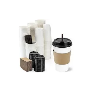 AOZITA 120 Sets-12 oz Coffee Cups with Lids, 120 Sets Paper Cups with Sleeves, Lids, Straws Disposable Paper Cups, To Go Coffee Cups for Hot & Cold Drinks