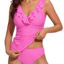 Fauson Tankini Swimsuits for Wowen Two Piece Tummy Control Bathing Suits, High Waisted Full Coverage Swimwear for Women, Flattering Slimming Top with Supportive Bra, Modest Swim Suit for Beach & Pool (XXL)