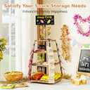 Chip Rack Display Stand for Party, 360 Wooden 4-Tier Snack Organizer, Candy Display Rack Holder, Lollipop Holder with DIY Handwritten Chalkboard for Party, Countertop, Concession Stand, and Pantry
