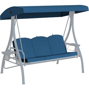 Outdoor Porch Swing Cushions 3 Seater with Swing Canopy, Replacement Cushions for Outdoor Swing, Patio Swing Cushion 25D Foam (Blue)