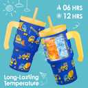 SANDJEST Construction Tumbler 20oz with Handle and Silicone Straw Lid for Kid, Insulated Stainless Steel Cup, Gift for Kids Boys, Gifts Idea for Birthday Christmas Back to School
